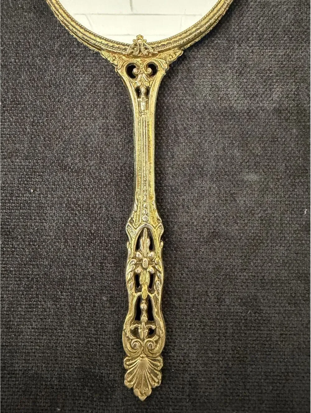 Vintage Ornate Handheld Vanity Mirror with Filigree Detail